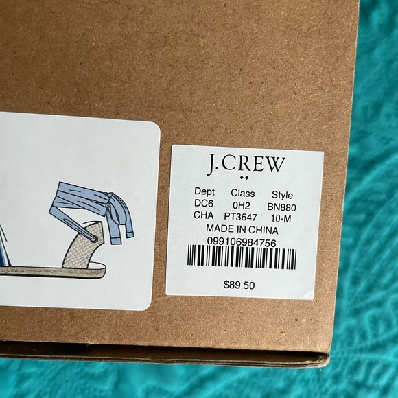 NWT Stripped Lace Up Espadrille- JCREW- Size 10 - Picture 8 of 13